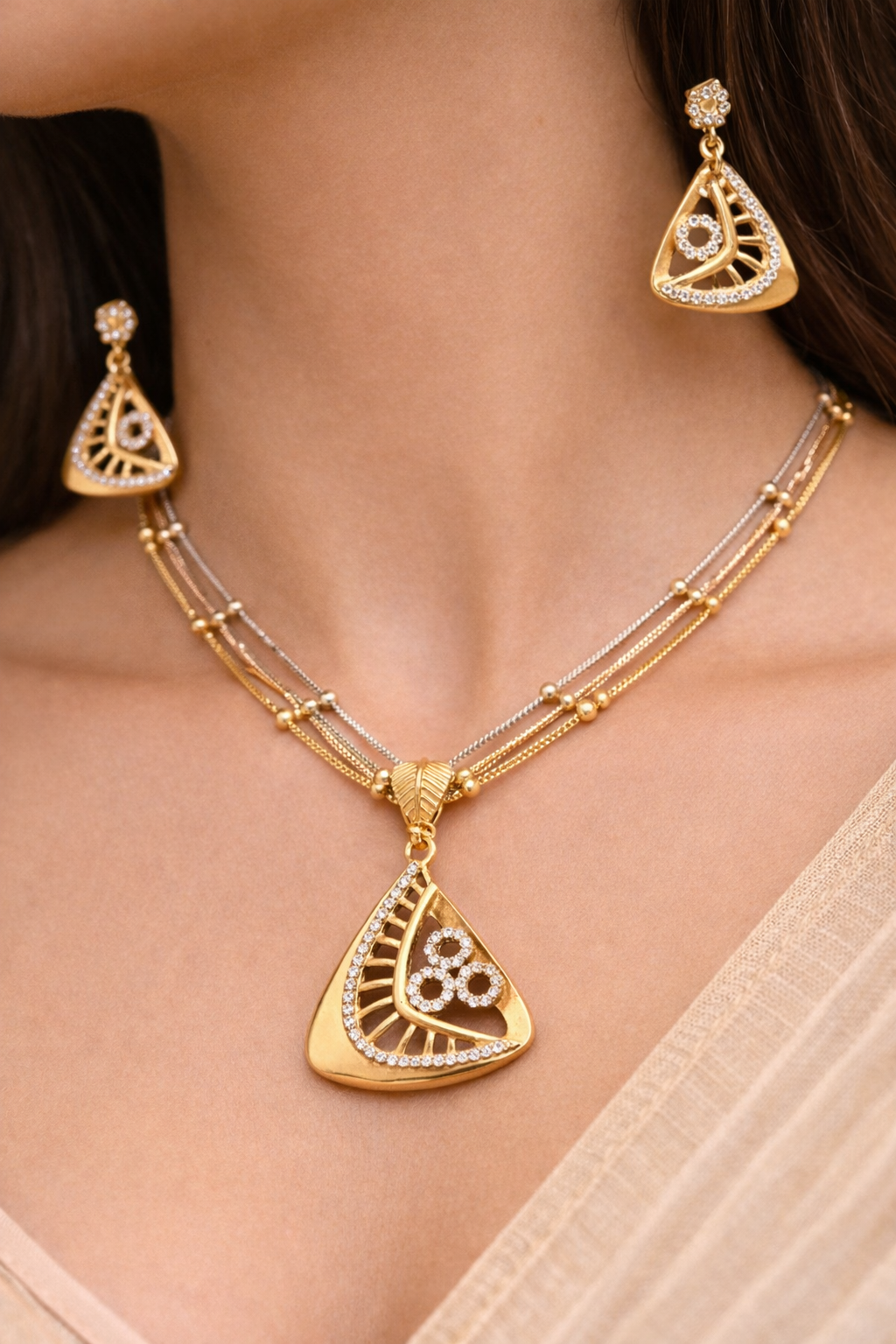 Gold Plated Pendant set with earrings