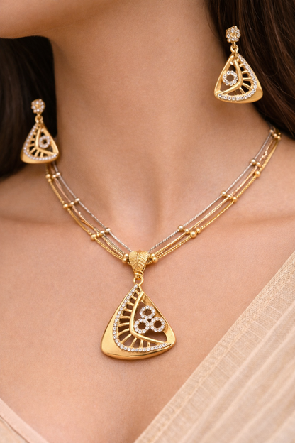 Gold Plated Pendant set with earrings