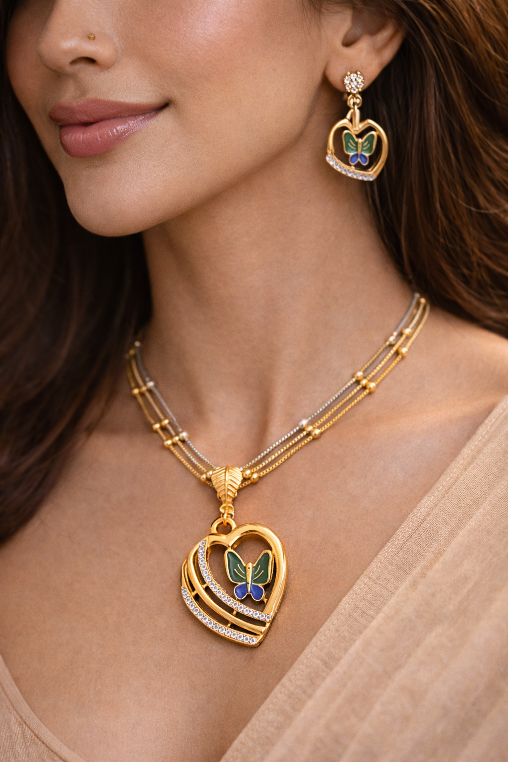 Gold Plated Pendant set with earrings