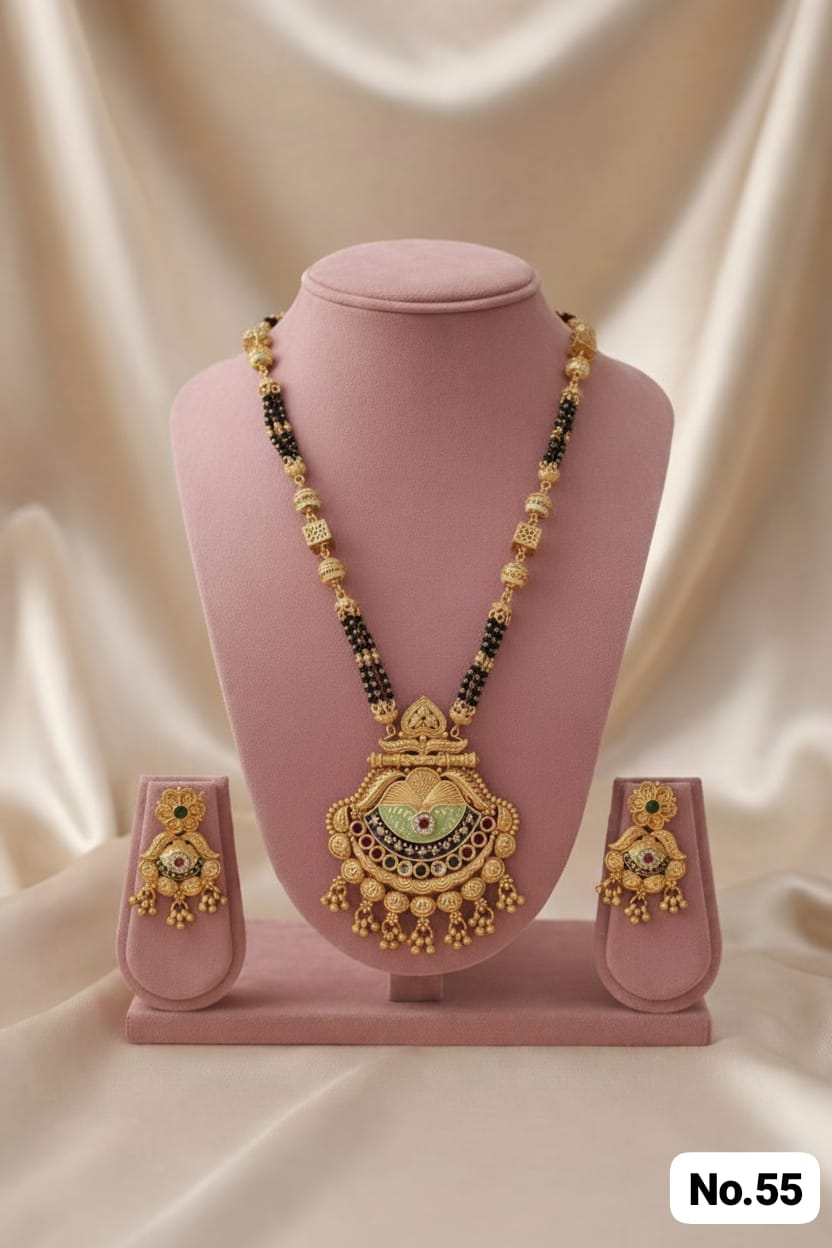 Orniya Premium Gold Plated Mangalsutar With Earrings