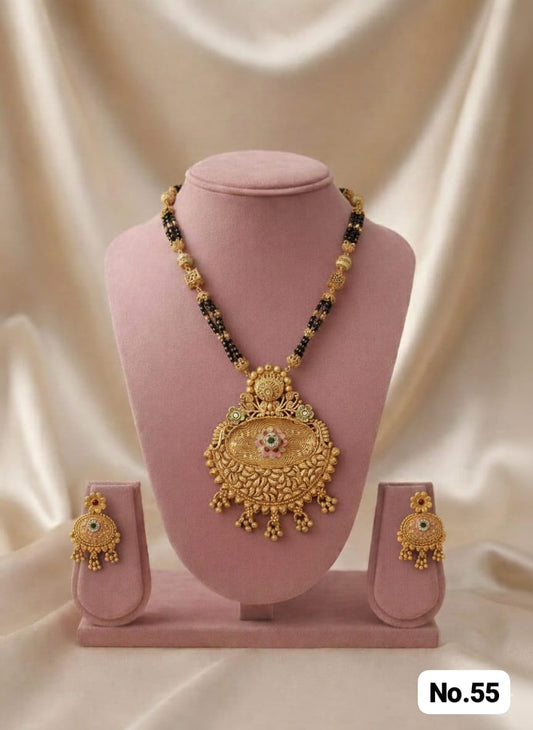 Orniya Premium Gold Plated Mangalsutar With Earrings