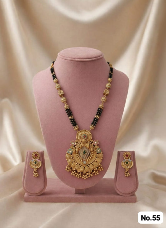 Orniya Premium Gold Plated Mangalsutar With Earrings