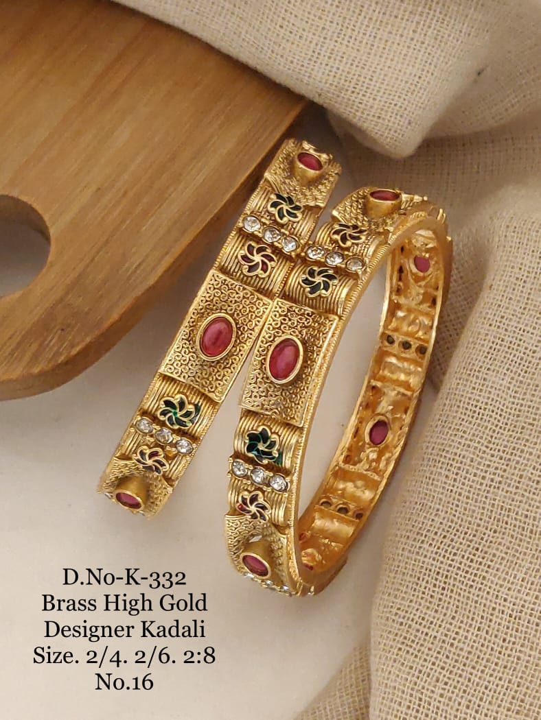 Gold Pleated Daily Wear Bangels  premium Quality