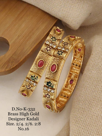 Gold Pleated Daily Wear Bangels  premium Quality