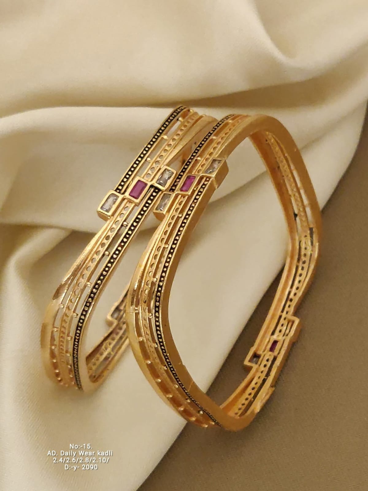 Gold Pleated Daily Wear Bangels  premium Quality