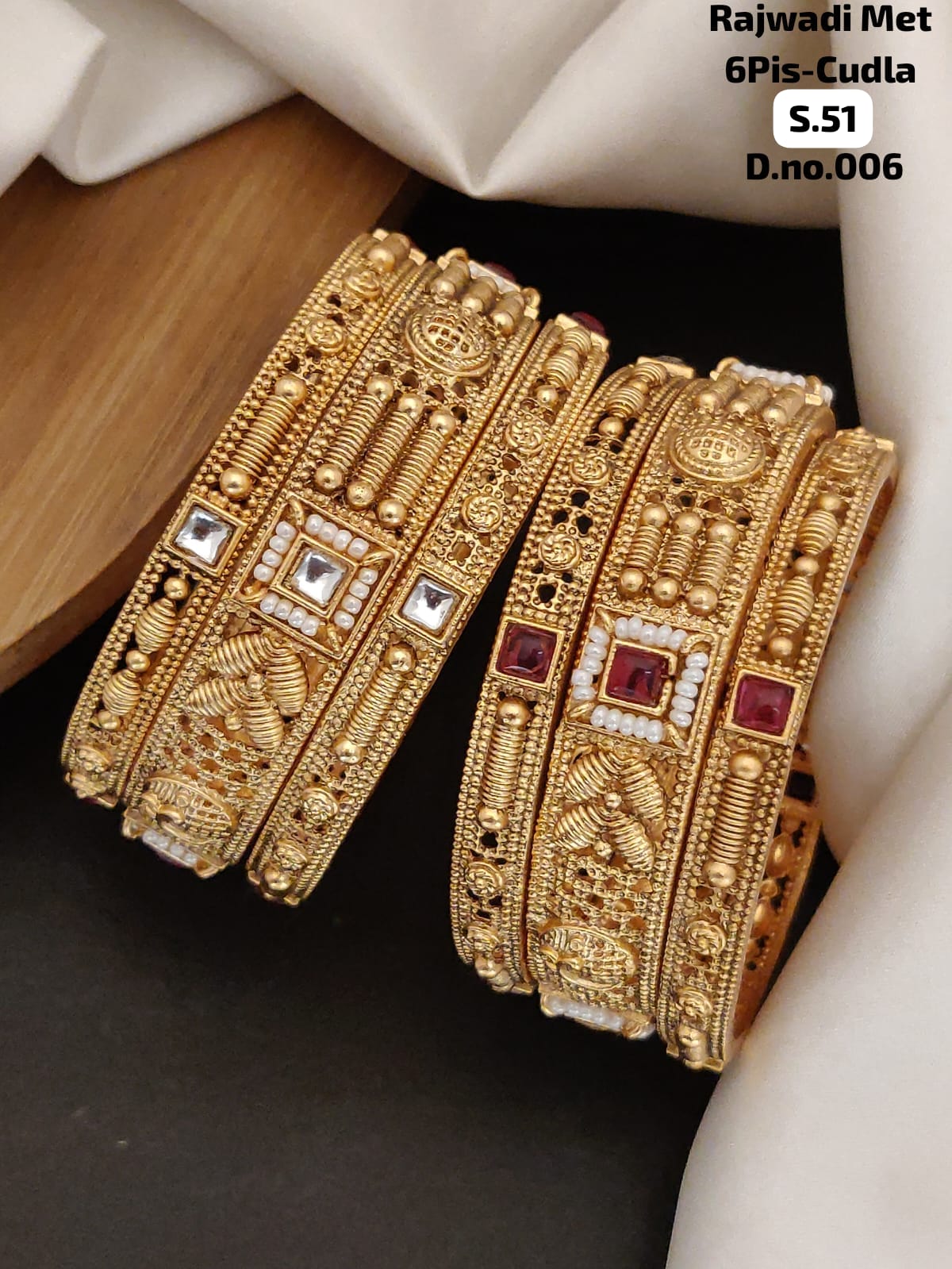 Gold Pleated Daily Wear Bangels  premium Quality