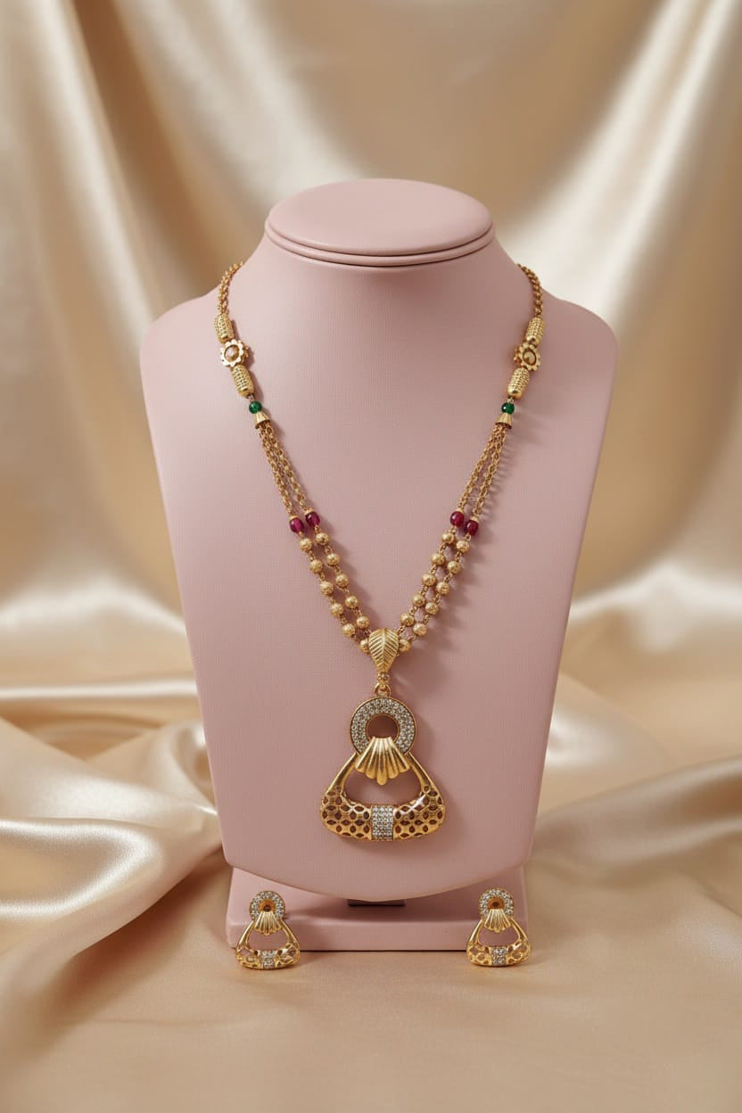 Gold Plated Pendal Set with Earrings