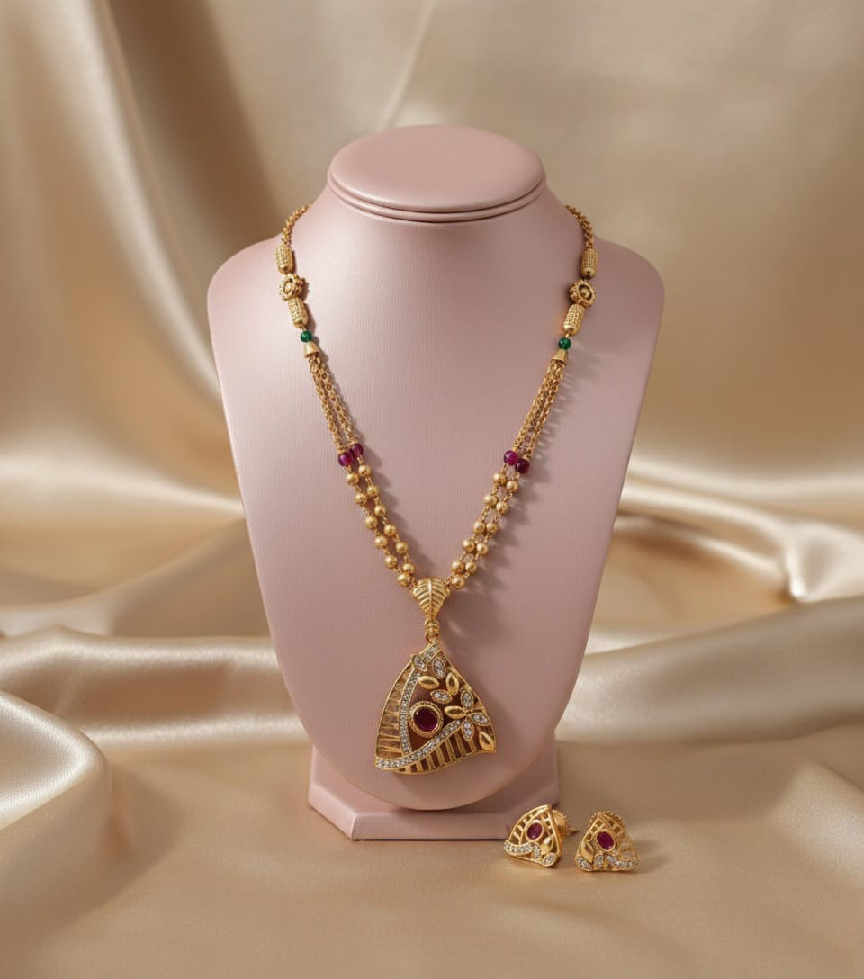 Gold Plated Pendal Set with Earrings