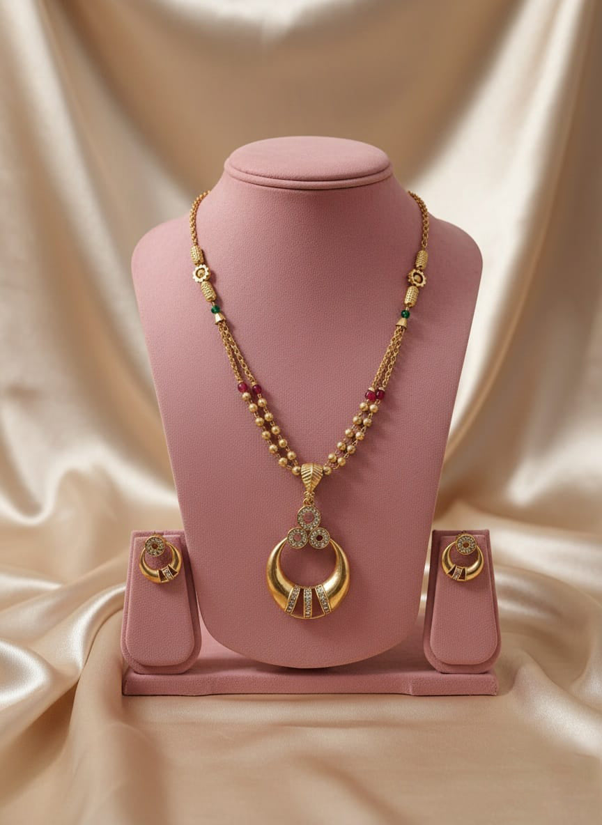 Gold Plated Pendal Set with Earrings