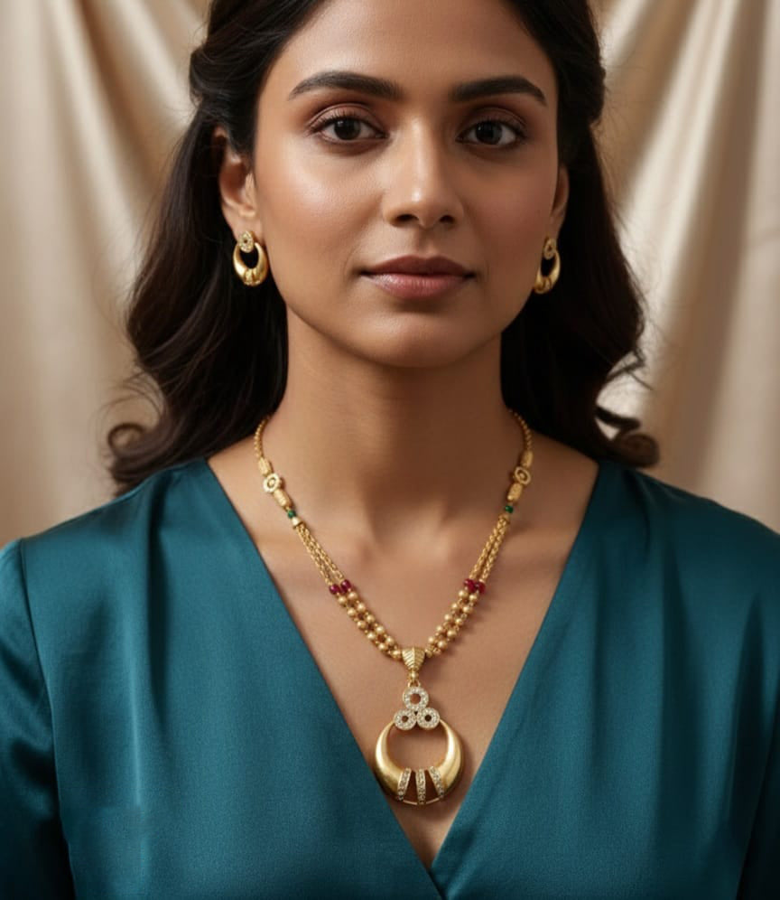 Gold Plated Pendal Set with Earrings