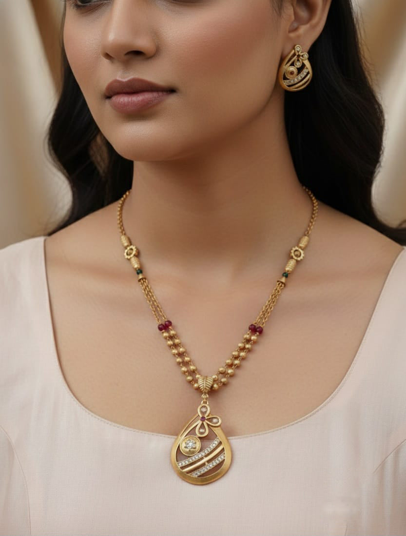 Gold Plated Pendal Set with Earrings