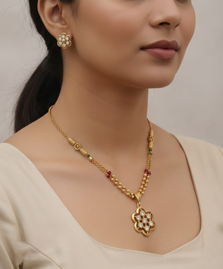 Gold Plated Pendal Set with Earrings