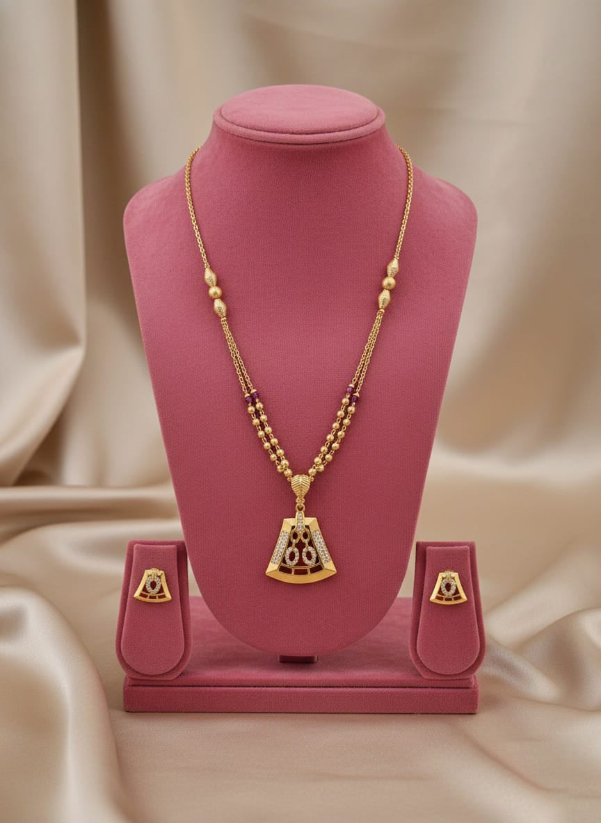 Gold Plated Pendal Set with Earrings