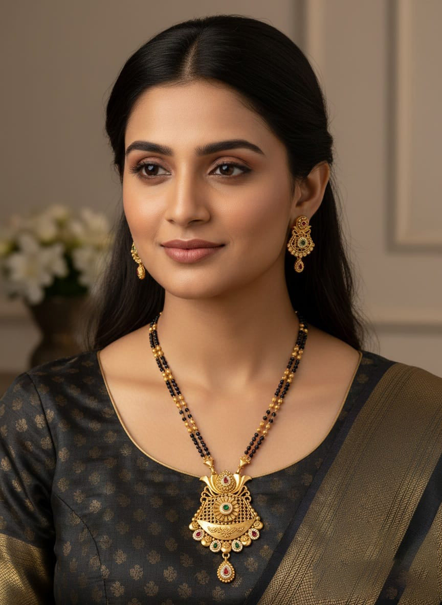 Gold Plated Premium Rajwadi Look Mangalsutra