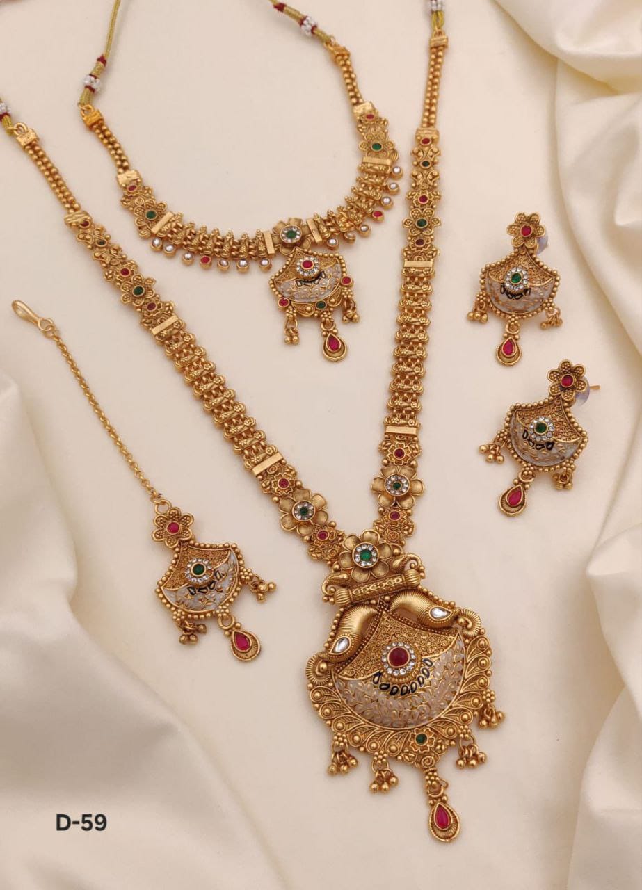 Gold Plated Necklace Premium Rajwadi Look Necklace Combo Set