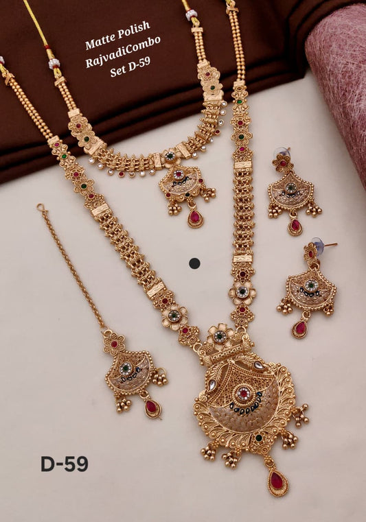 Gold Plated Necklace Premium Rajwadi Look Necklace Combo Set