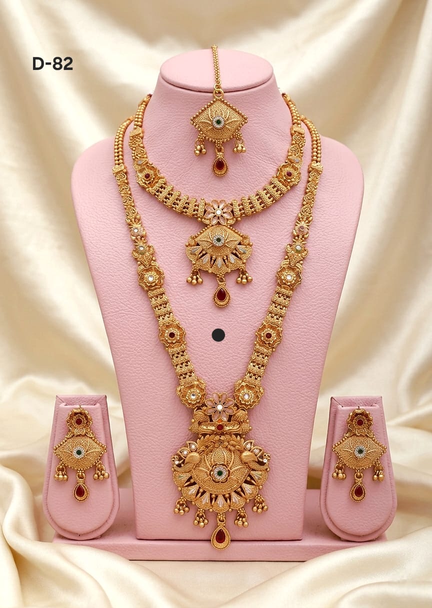Gold Plated Necklace Premium Rajwadi Look Necklace Combo Set