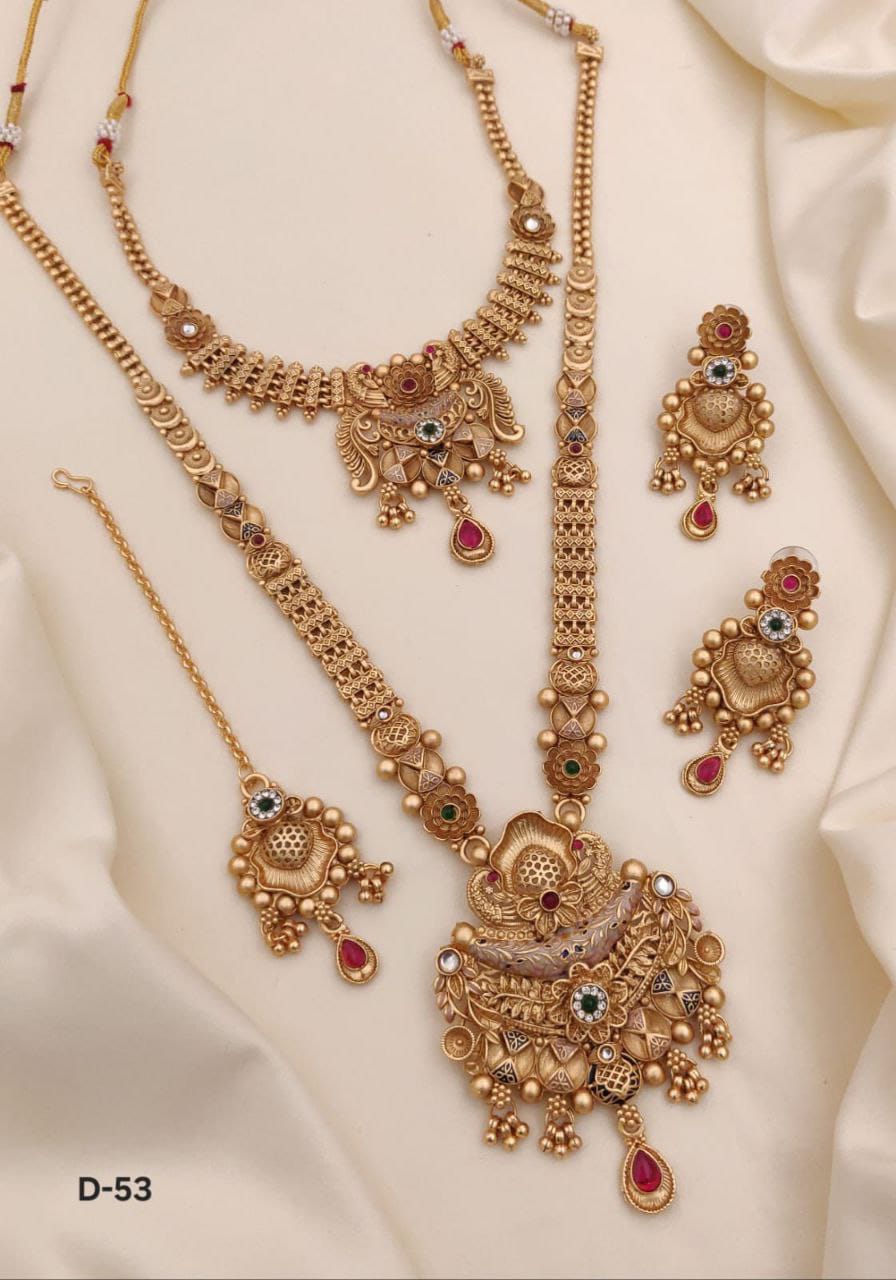 Gold Plated Necklace Premium Rajwadi Look Necklace Combo Set