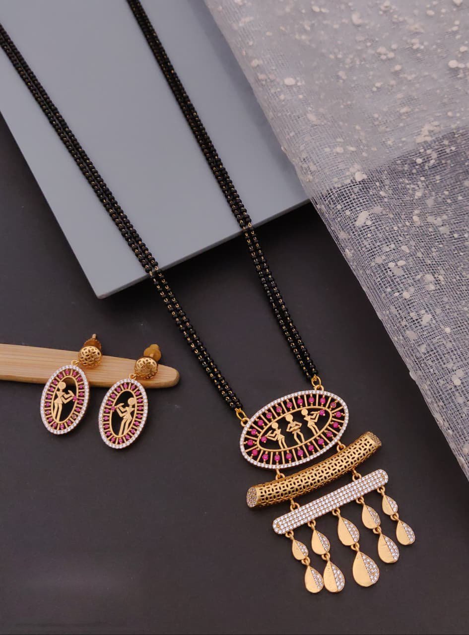 Orniya Premium Gold Plated Mangalsutar With Earrings