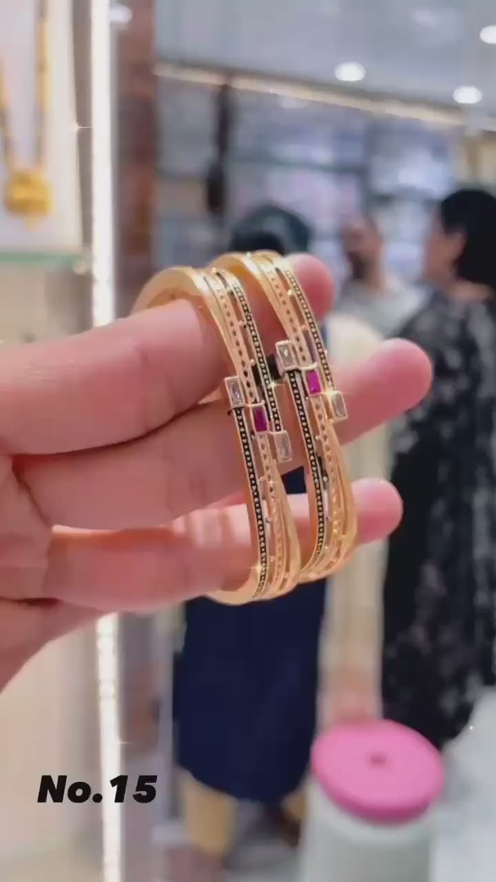 Gold Pleated Daily Wear Bangels  premium Quality