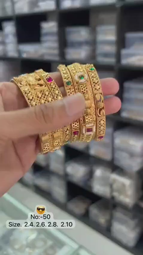 Gold Pleated Daily Wear Bangels  premium Quality
