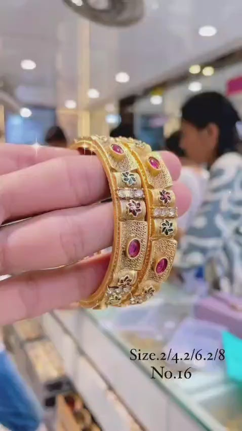 Gold Pleated Daily Wear Bangels  premium Quality